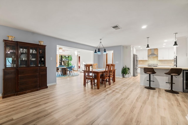 6711 River Lodge Dr, Spring, TX 77379 - dining area featuring visible vents, recessed lighting, light wood finished floors, and baseboards