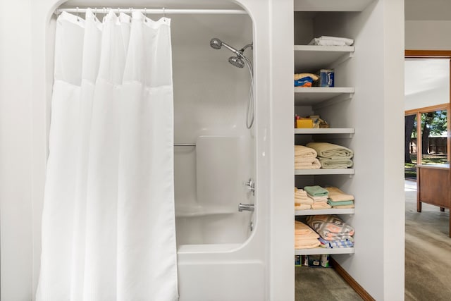 bathroom featuring shower / bath combination with curtain