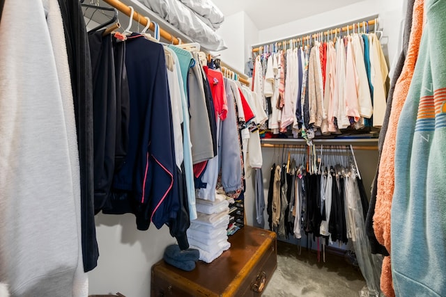 walk in closet with carpet floors