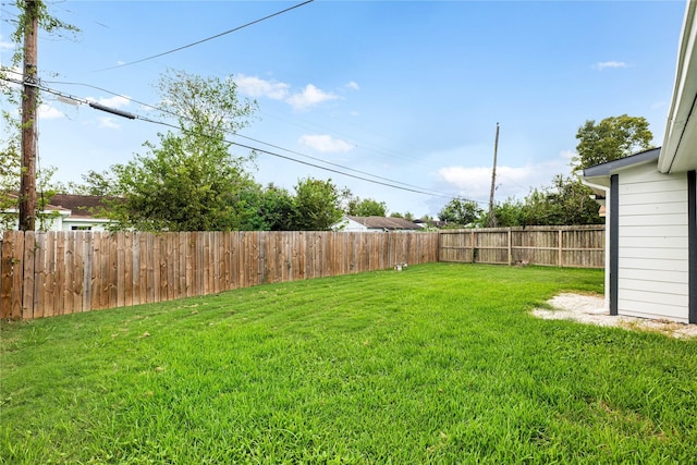 view of yard featuring a fenced backyard