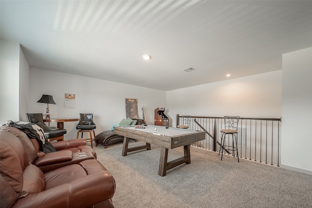 playroom with light colored carpet