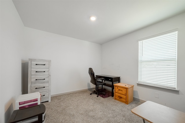 view of carpeted office space