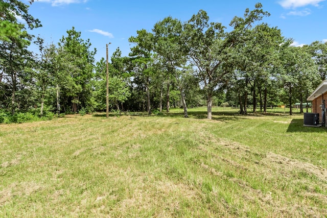 view of yard with central AC unit