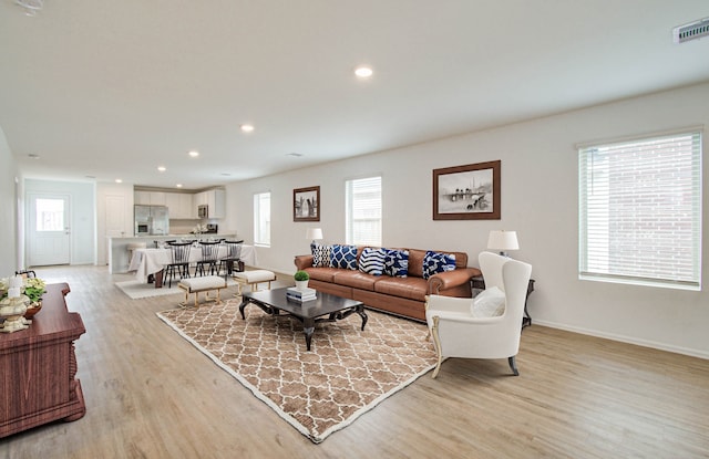 living room featuring light hardwood / wood-style flooring