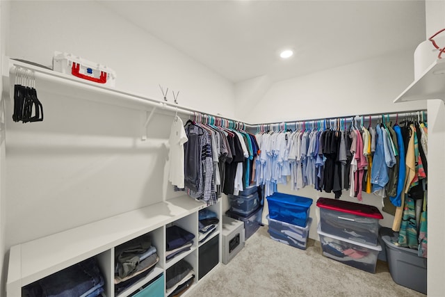 spacious closet featuring carpet flooring