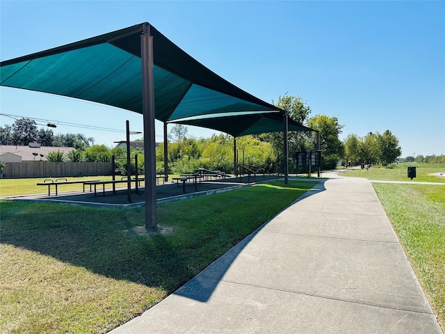 surrounding community featuring a lawn