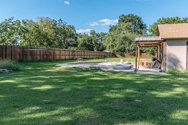 view of yard featuring a patio and a gazebo