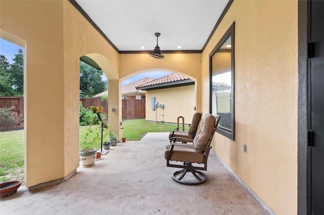 view of patio with ceiling fan