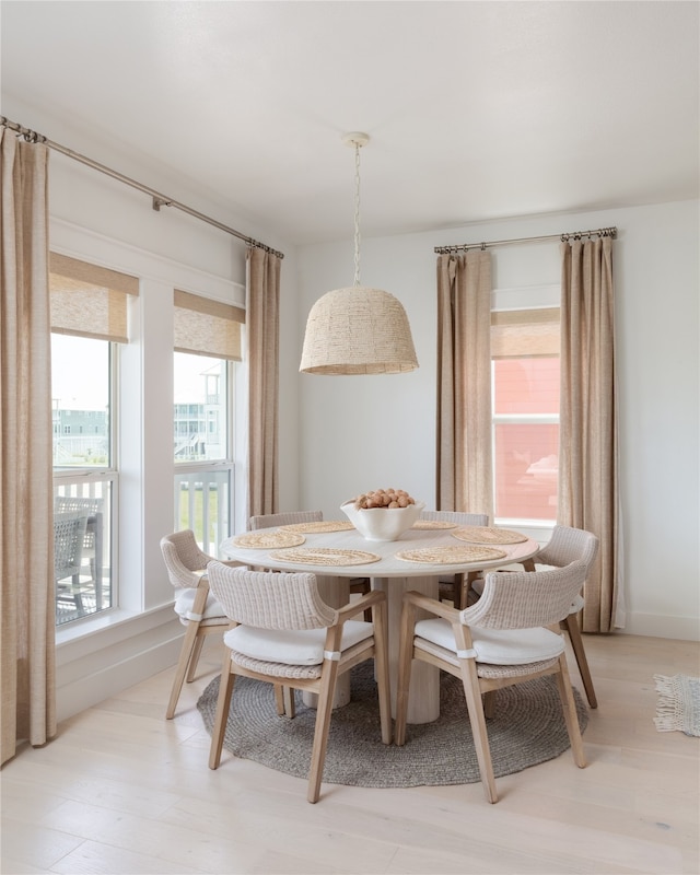 dining room with light hardwood / wood-style flooring