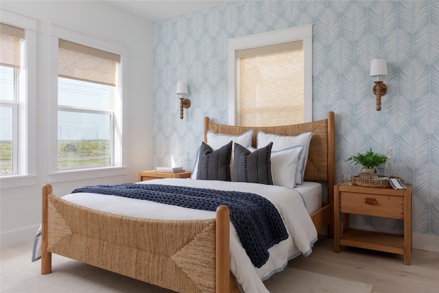 bedroom featuring light hardwood / wood-style flooring