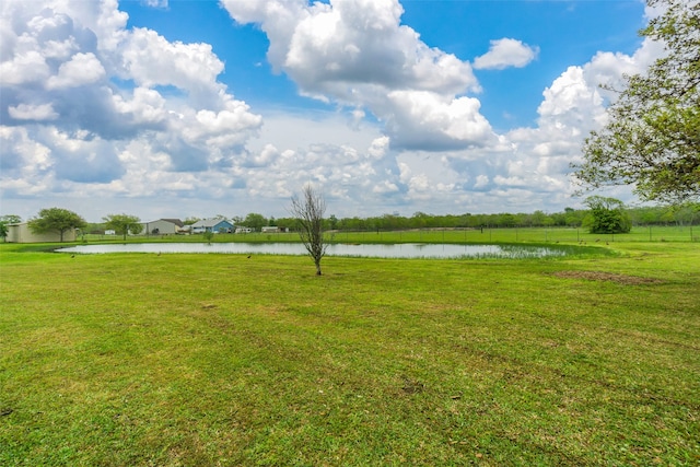 view of yard with a water view