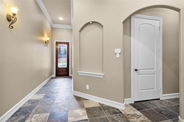 foyer with ornamental molding