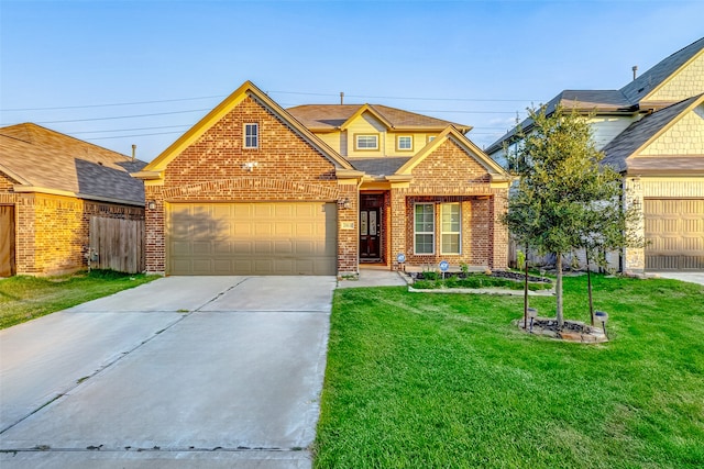 view of front of home with a front lawn