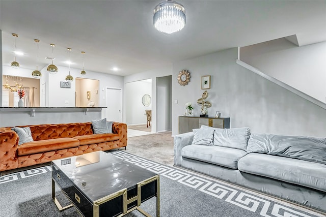 living room featuring carpet floors