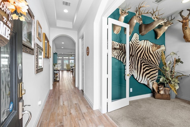 hallway featuring light wood-type flooring