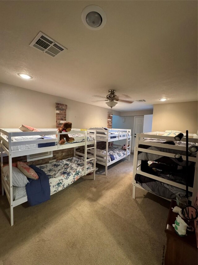 323 Mallard Pt, Livingston, TX 77351 - carpeted bedroom featuring recessed lighting, visible vents, and a ceiling fan