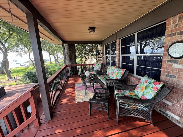 wooden deck featuring a porch