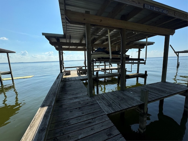 323 Mallard Pt, Livingston, TX 77351 - dock area featuring a water view and boat lift