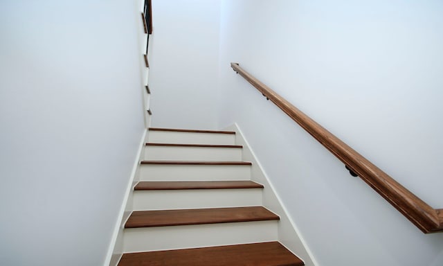 stairway with wood-type flooring