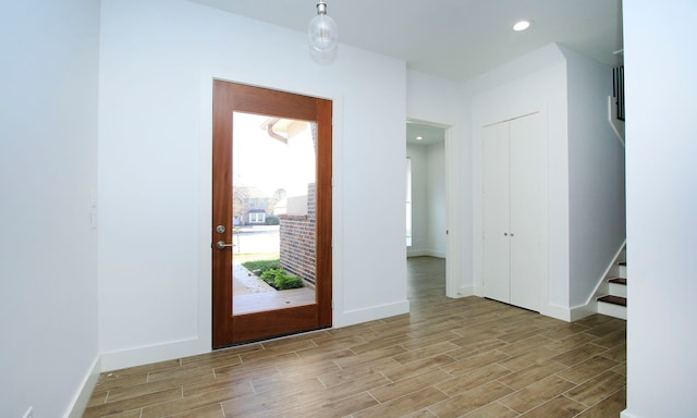 foyer featuring light hardwood / wood-style floors