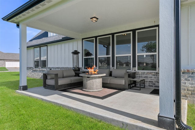 view of patio with outdoor lounge area