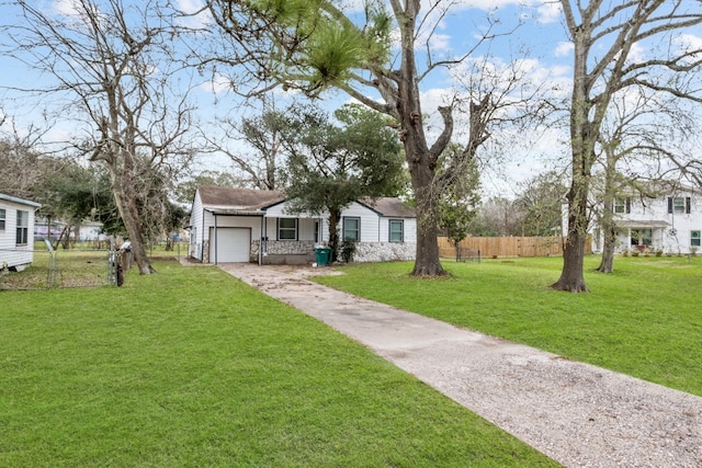 view of yard with a garage