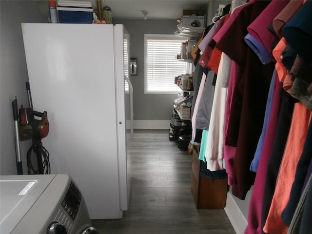 spacious closet with wood-type flooring and washer / clothes dryer