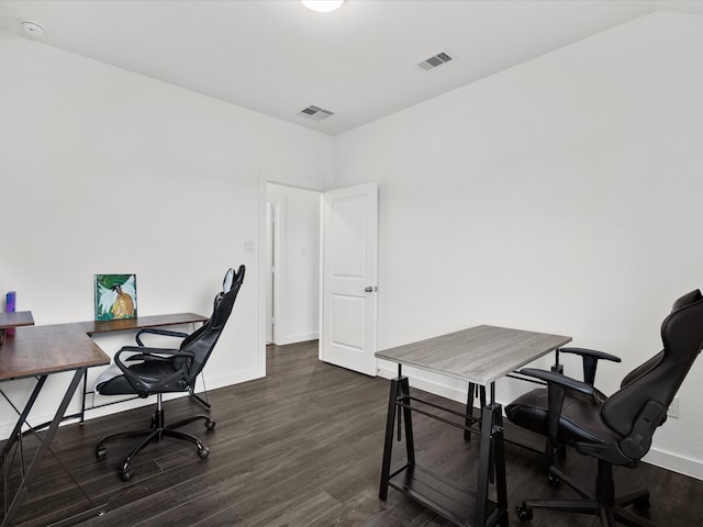 office area featuring dark hardwood / wood-style floors