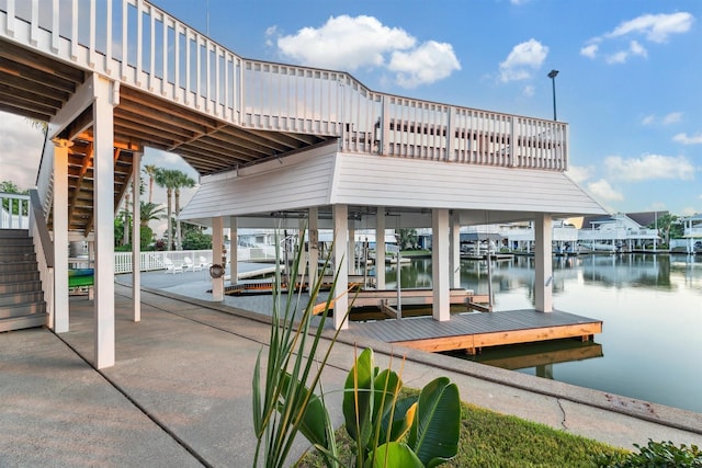 view of dock featuring a water view