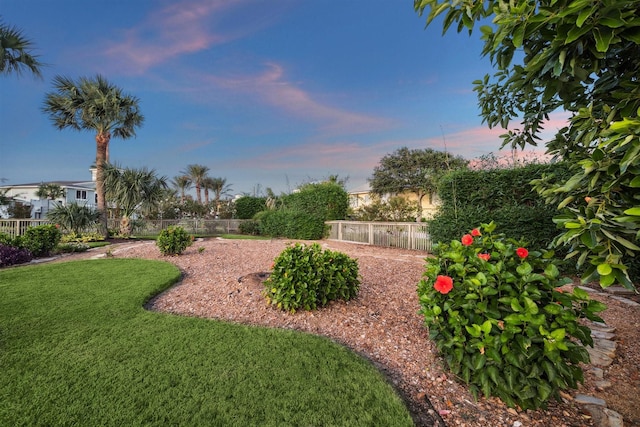 view of yard at dusk