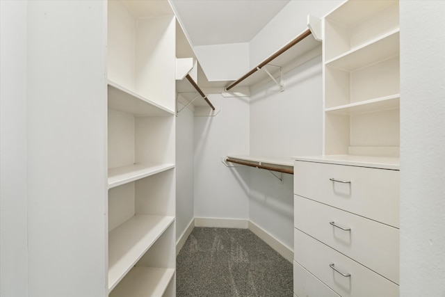 spacious closet with dark carpet