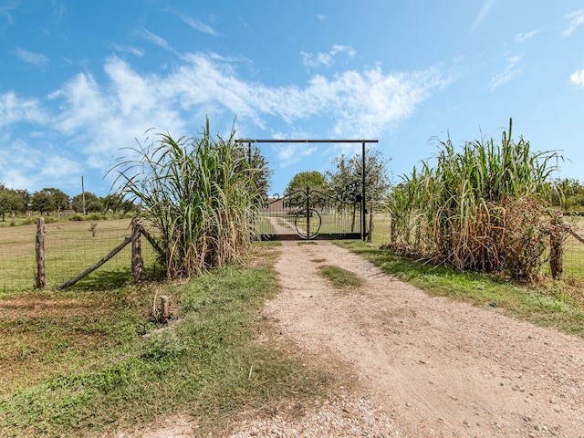 view of road with a rural view