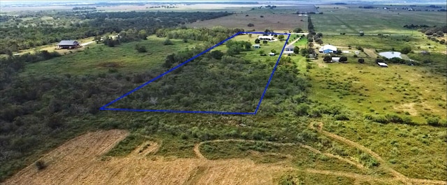 birds eye view of property featuring a rural view