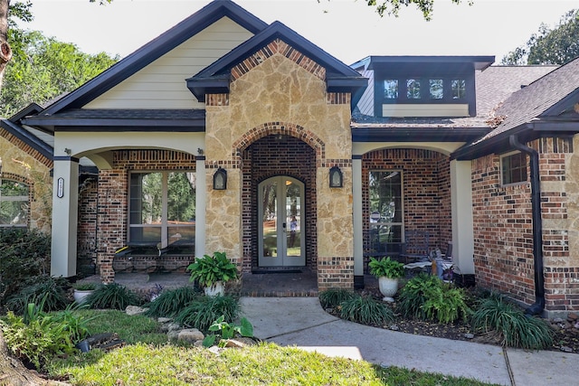 exterior space featuring french doors