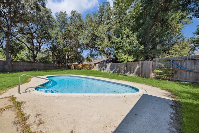 16007 Soma Dr, Houston, TX 77083 - view of swimming pool with a yard, a fenced backyard, and a patio area