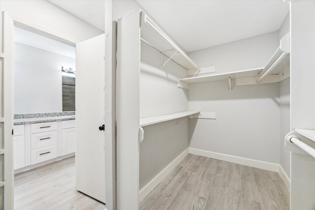 spacious closet with light wood-type flooring