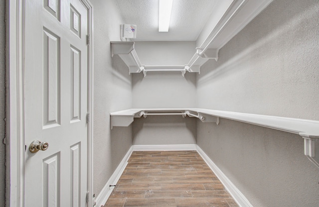 walk in closet featuring light hardwood / wood-style flooring