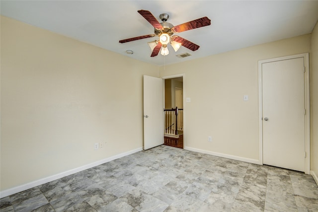 unfurnished bedroom with ceiling fan