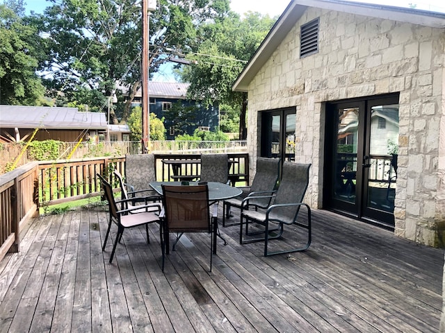 deck featuring french doors