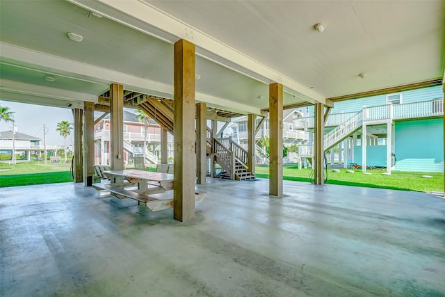 view of patio with stairway