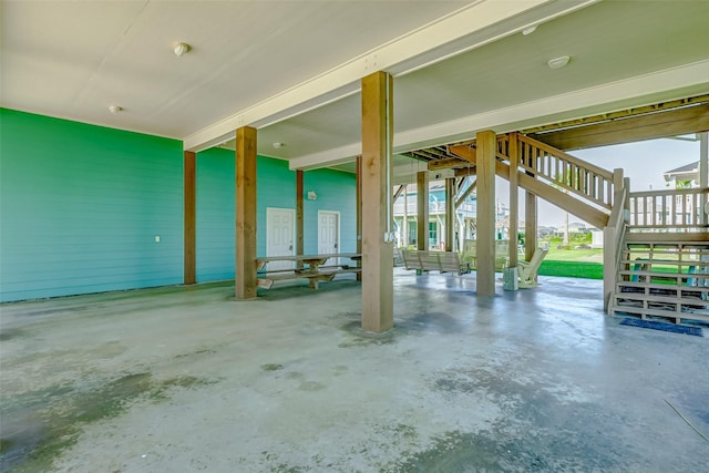 view of patio with stairway