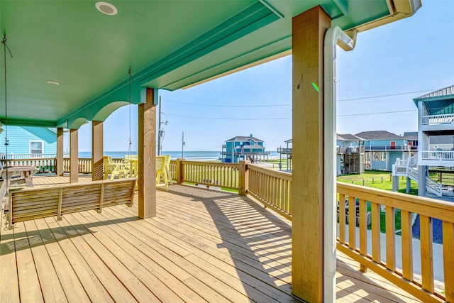 deck with a water view