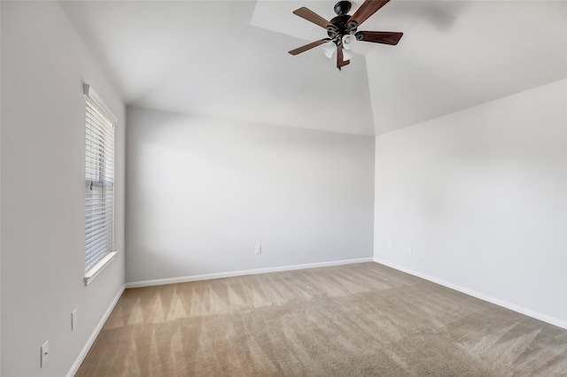 empty room featuring light carpet and ceiling fan