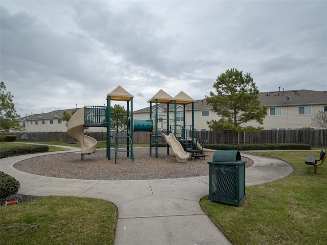 view of play area with a lawn