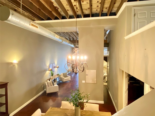 interior space with a notable chandelier