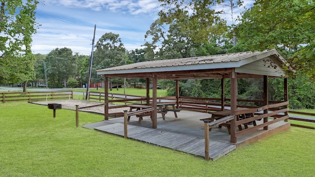 view of community with a gazebo and a yard