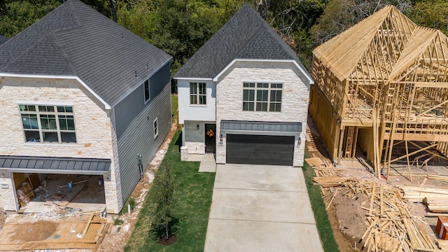 view of front facade featuring a garage