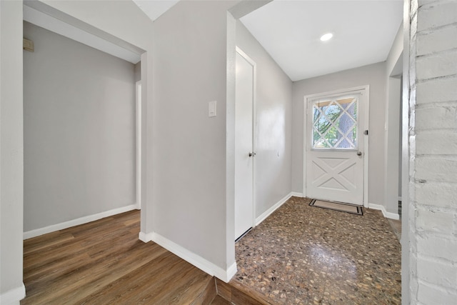 foyer entrance with dark hardwood / wood-style flooring