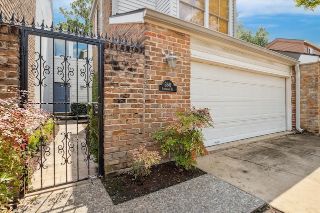 exterior space with a garage