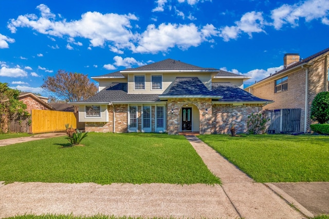 view of front property with a front lawn